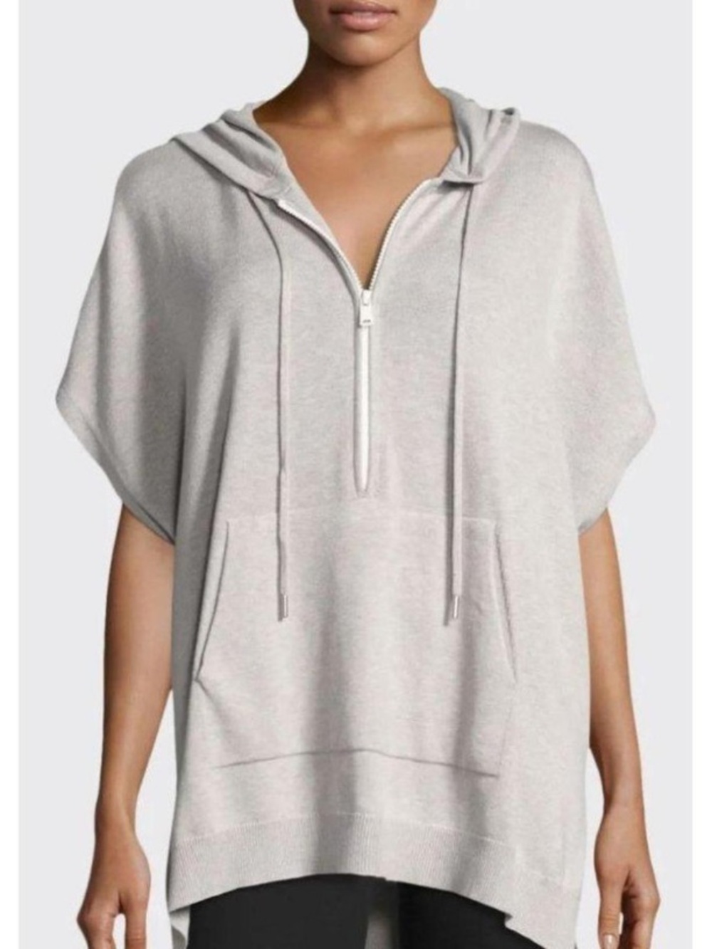 ATM Anthony Thomas Melillo Light Gray Hooded Short-Sleeve Pullover Size XS/S